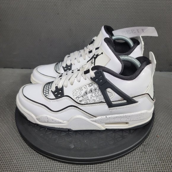Jordan 4 Retro SE Shoes Womens Sz 7.5 White Black Sneakers - Picture 3 of 8